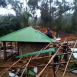 Damaged house roof under construction.